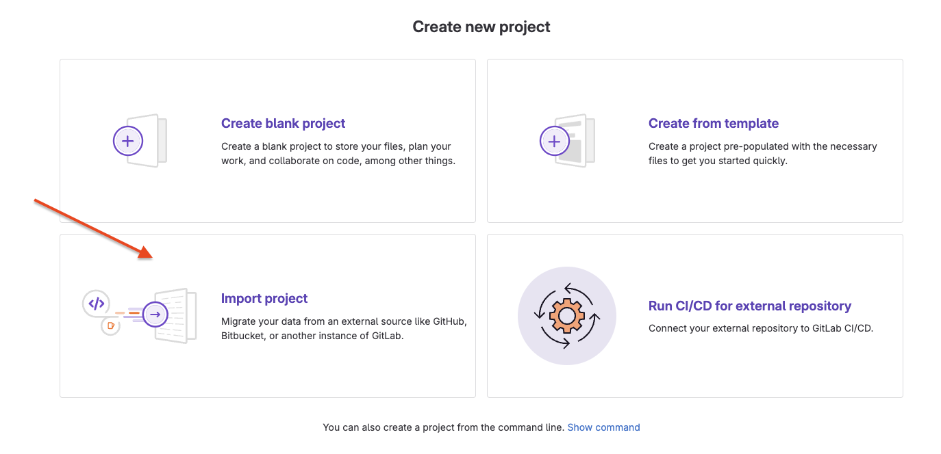 import project GitLab option