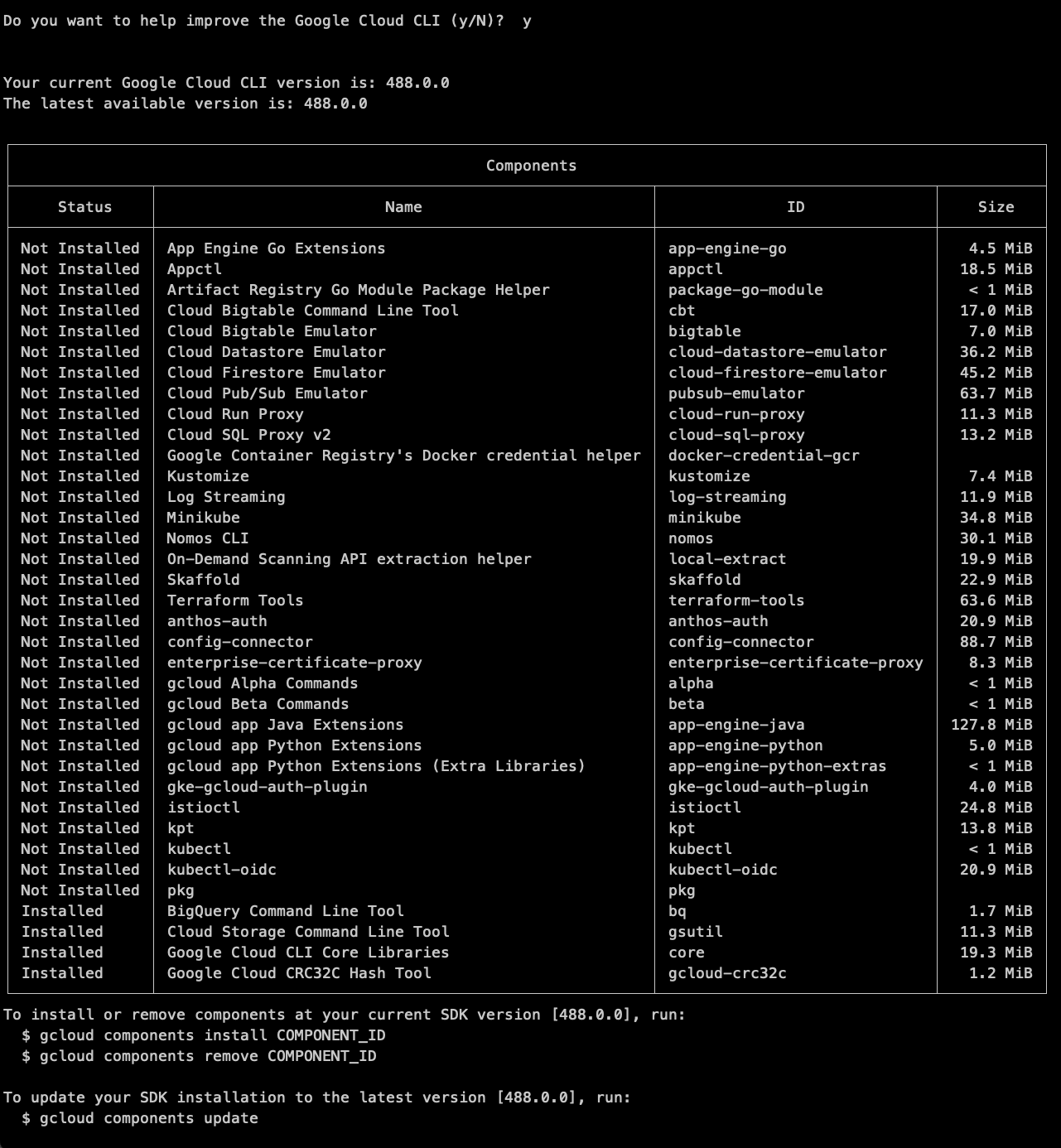 CLI install components